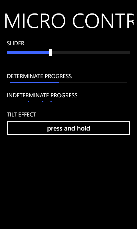 Native WP8.1 micro-control fixture at rest